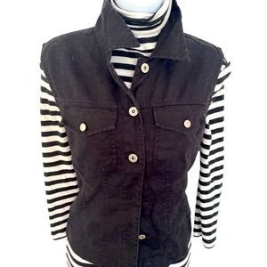 AT Denim Linen Vest -M black , linen